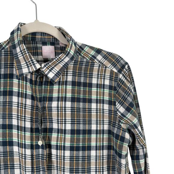 Ann Mashburn Blue Plaid Button Front Shirt Preppy Office Capsole Womens Large - Picture 2 of 6